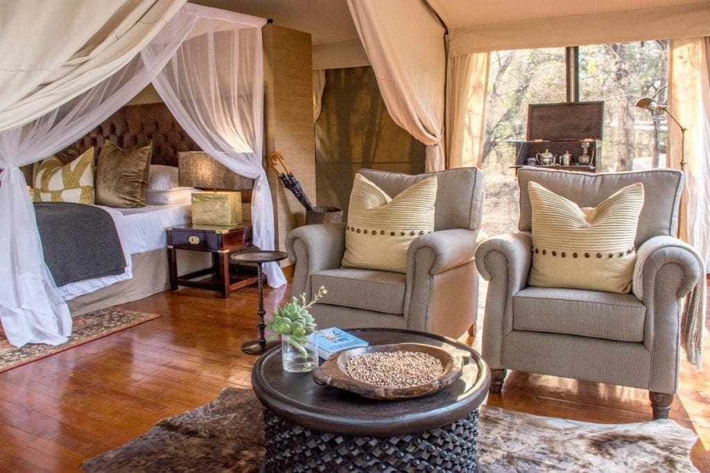Luxury tented camp interior