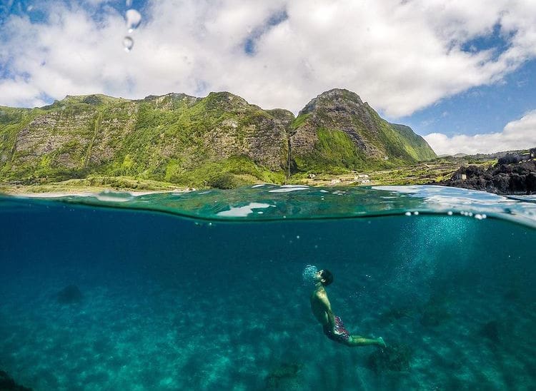 Freediving at Faja Grande, Azores