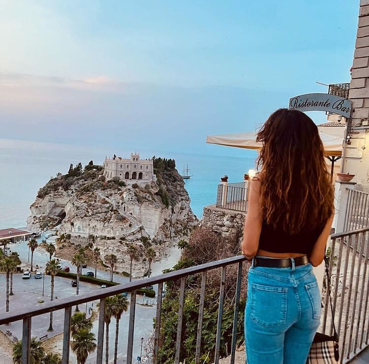 The view from a seafront balcony in Tropea