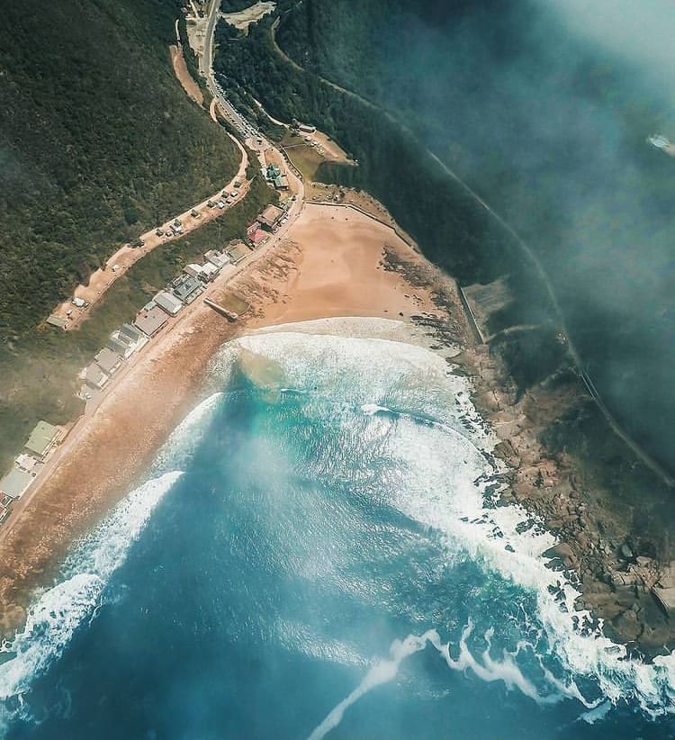 Aerial view over Victoria Bay, George