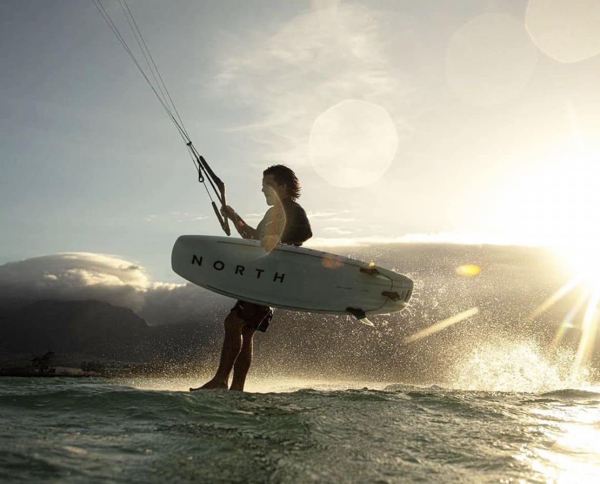 Kiteboarding off the Hawaii north shore