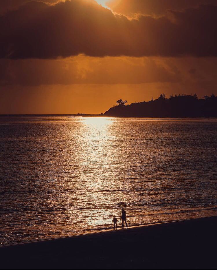Sunset over the ocean at Bar Praia de Agua d'alto