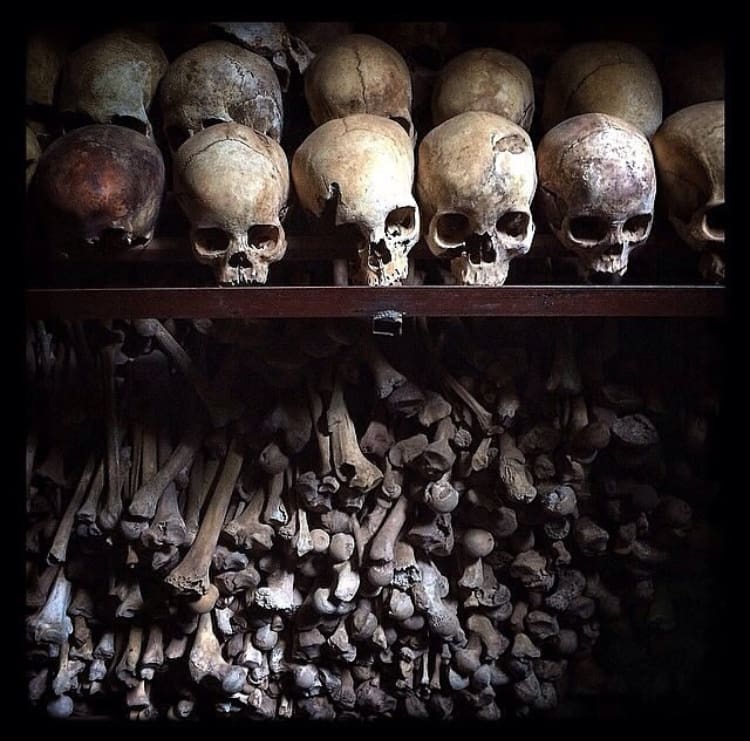 Human skulls and bones at Nyamata Church - The 12 Best Things To Do in Rwanda