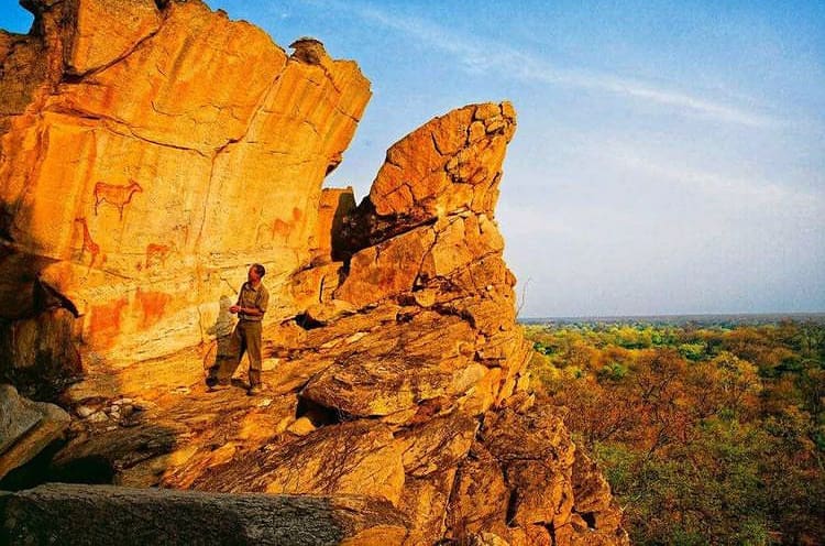 Ancient cave rock paintings in Botswana