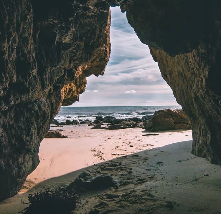 The view from a beach cave at El Matador State Beach, Malibu