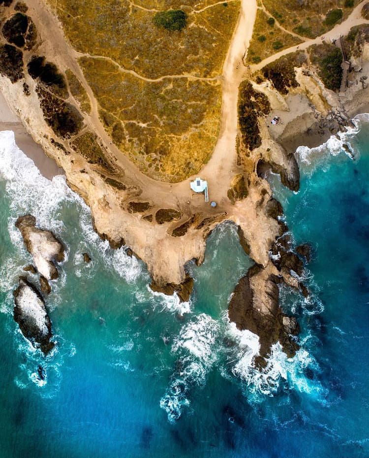 Aerial view over the cliffs at Leo Carrillo State beach