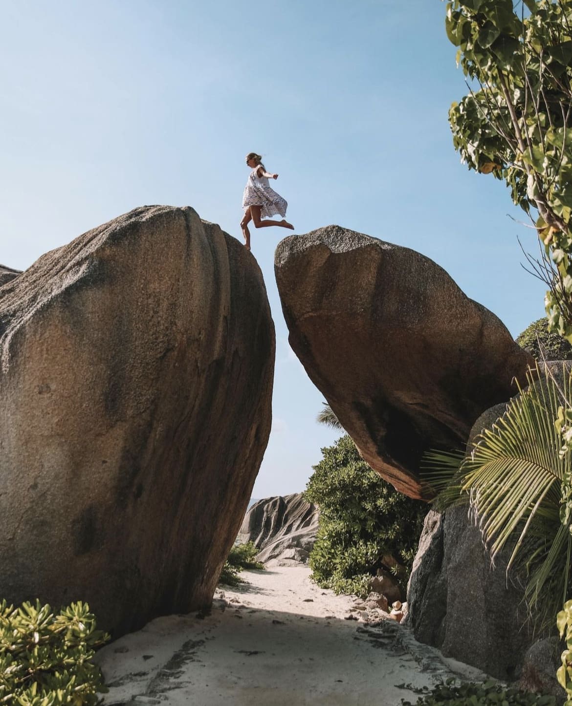 Boulder hopping along the beach