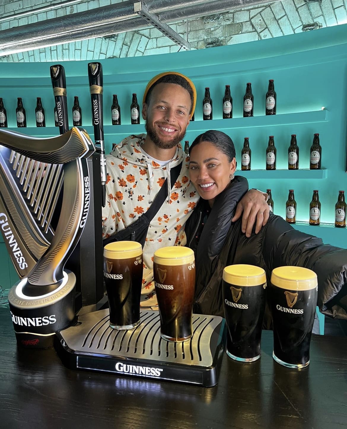 Steph and Ayesha Curry at the Guinness Brewery