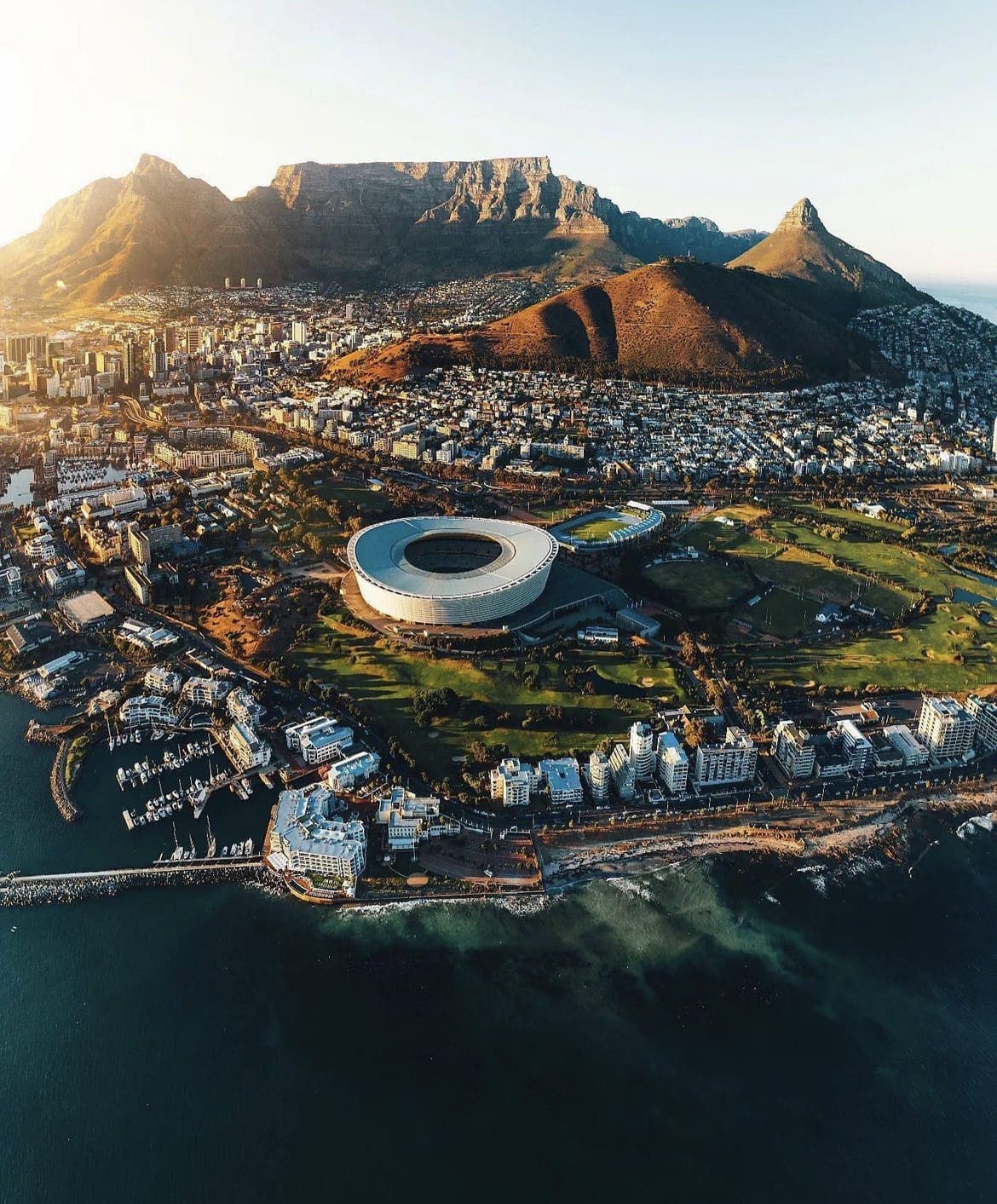 The City of Cape Town, from the view of a helicopte