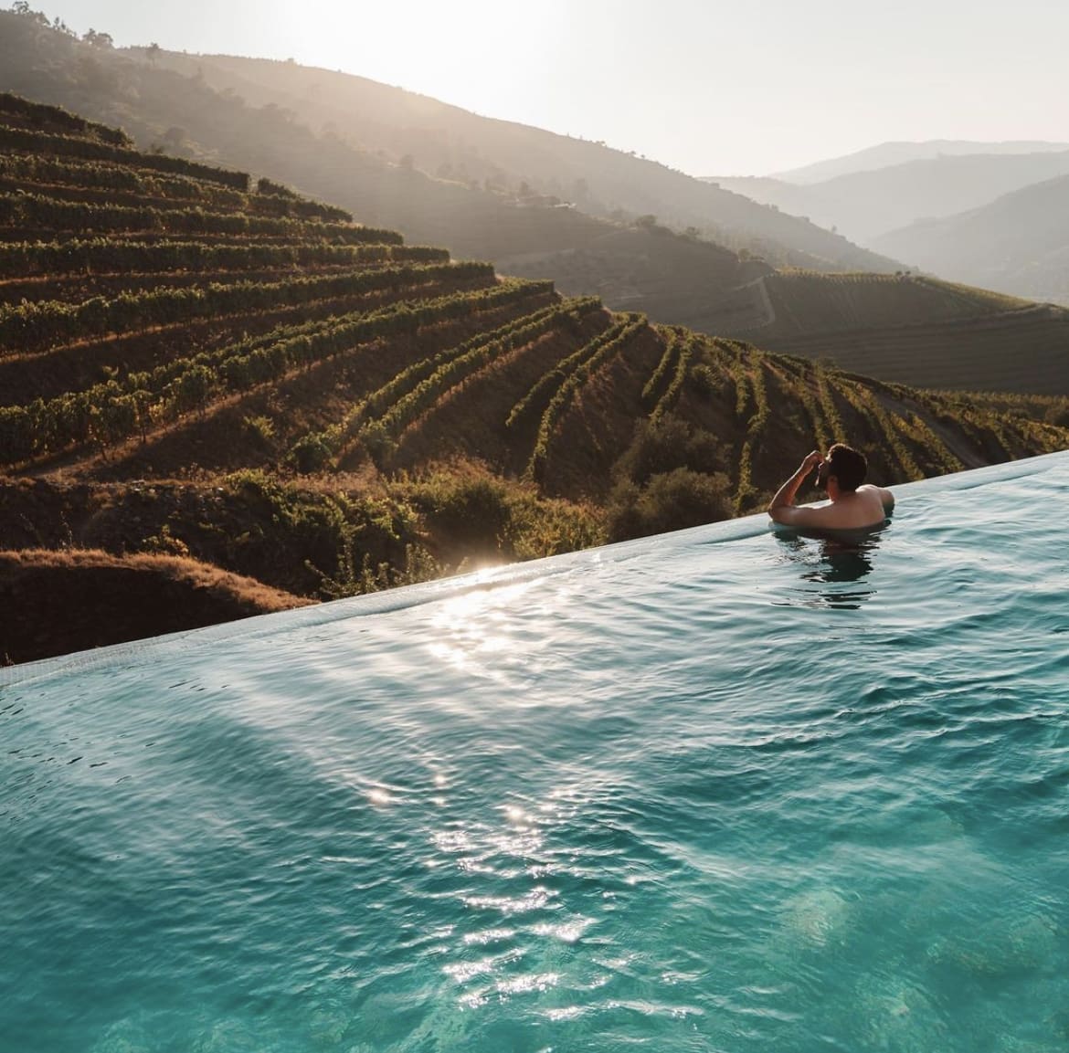View from the pool at Douro Valley, Northern Portugal - a must visit while in portugal for honeymoon