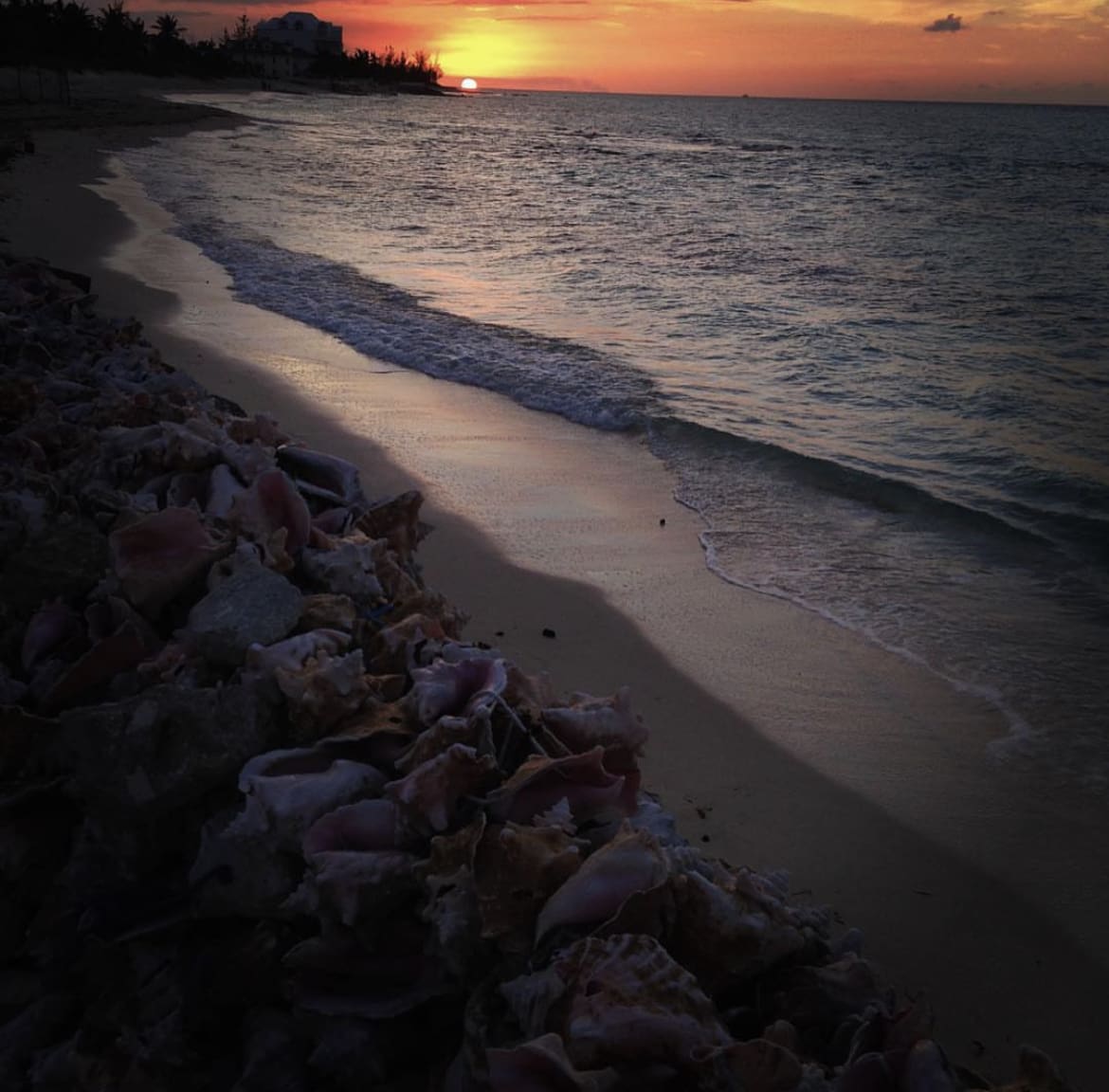 Sunset over Love Beach