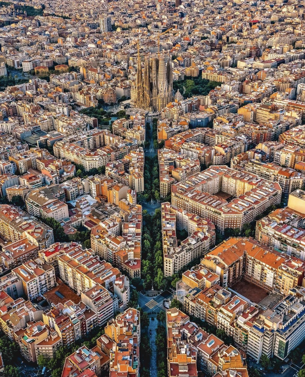 Birds eye view over Barcelona