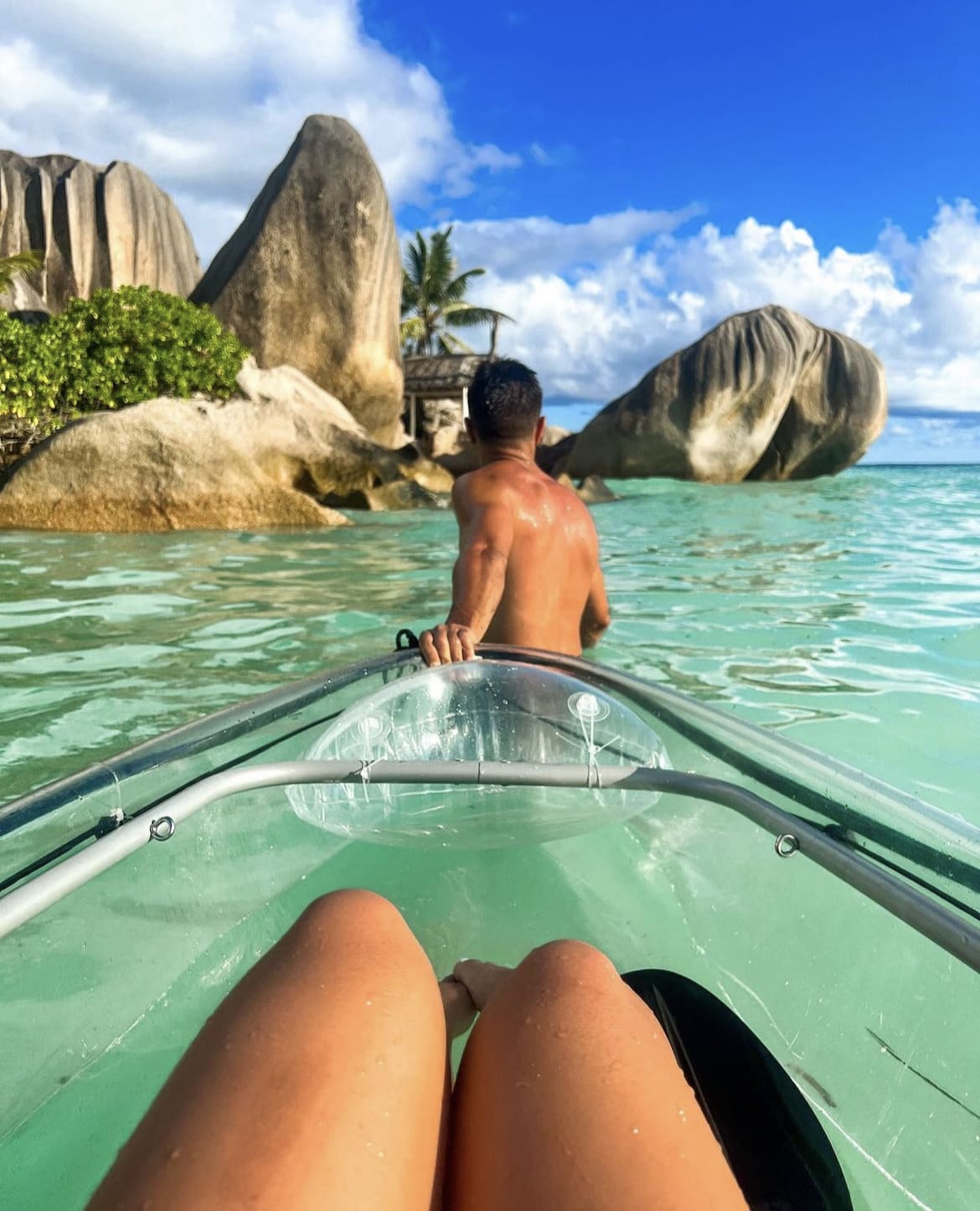 Glass bottom kayaking in the Seychelles