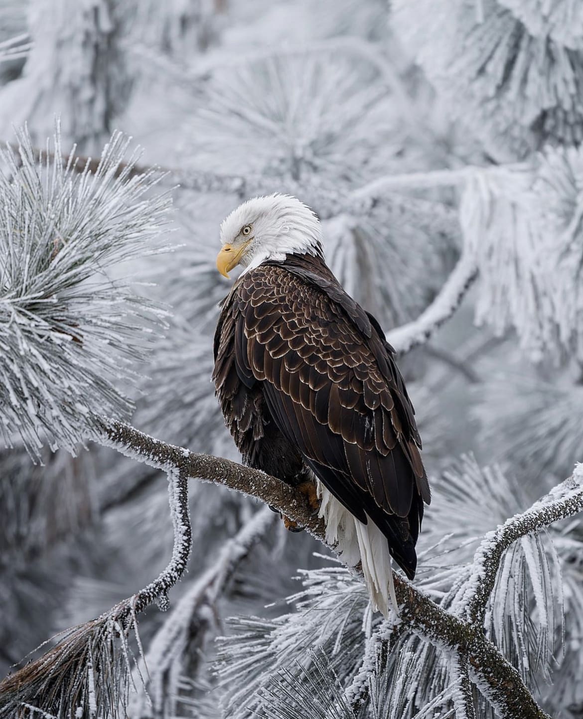 Bald Eagle in a snowy tree