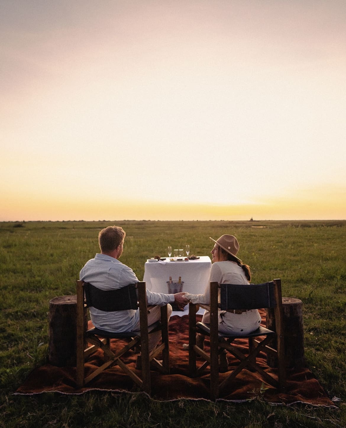 Romantic dinner for two on the plains of the Okavango Delta