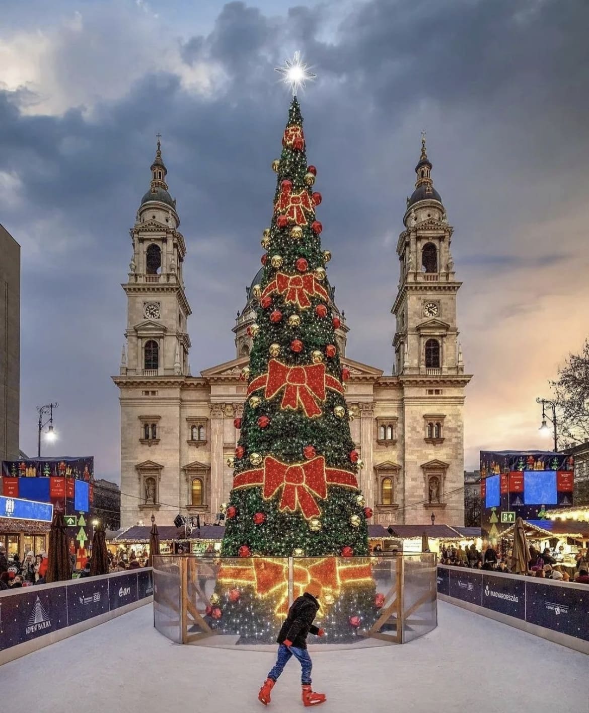 Ice skating at St. Stephen’s Basilica, Budapest, Hungary